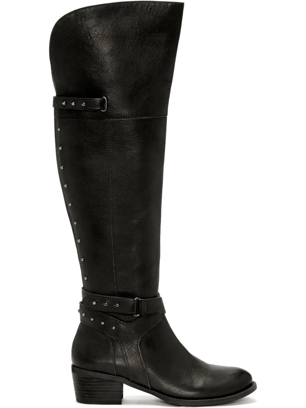 VINCE CAMUTO Bestan Black Leather Over Knee Riding Boots Studded Equestrian